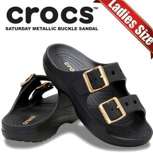 クロックス サタデー メタリック バックル サンダル ウィメンズ ブラック crocs SATURDAY METALLIC BUCKLE SANDAL W BLACK 213316-001