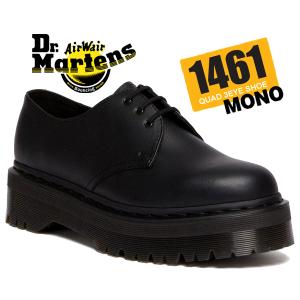 ドクターマーチン ヴィーガン 1461 クアッド モノブラック 3 アイ シューズ Dr.Martens VEGAN 1461 QUAD MONO 3EYE BLACK 30651001 FELIX RUB OFF 厚底 3ホール｜ltd-online