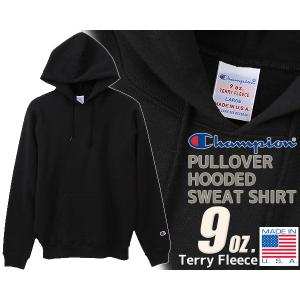 チャンピオン プルオーバー フーデッド スウェットシャツ Champion PULLOVER HOODED SWEAT SHIRT 9oz. MADE IN USA BLACK c5-p101 ブラック パーカー アメリカ製｜ltd-online