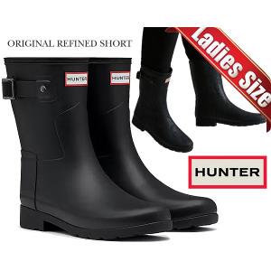 ハンター ウィメンズ オリジナル リファインド ショート レインブーツ HUNTER ORIGINAL REFINED SHORT BLACK wfs2200rma blk 雨靴 長靴 スリムフィット｜ltd-online