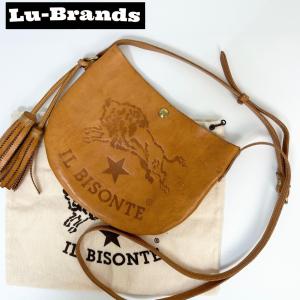 IL BISONTE イルビゾンテ ショルダーバッグ ブラウン ビッグロゴ 本革 レザー 牛革｜lu-brands