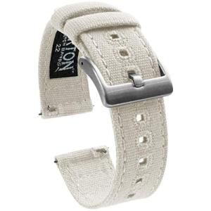 BARTON WATCH BANDS ホワイト - キャンバス製 クイックリリース 腕時計用バンド ウォッチストラップ - 色&幅選択可 - 18mm