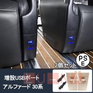 アルファード ヴェルファイア30系 増設USBポート　パーツフタ付き 青LED付き 2個セット 後席専用 車用品｜ルーナ