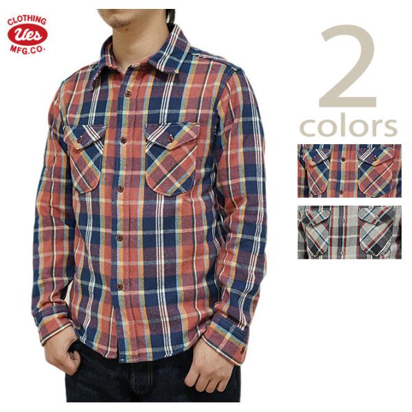 UES（ウエス）  502254 先染めヘビーチェックネルシャツ  アメカジ   メンズ   長袖シ...