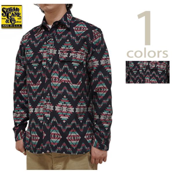 SUGAR CANE（シュガーケン） 　SC28995 ネイティブジャガードワークシャツ  NATI...