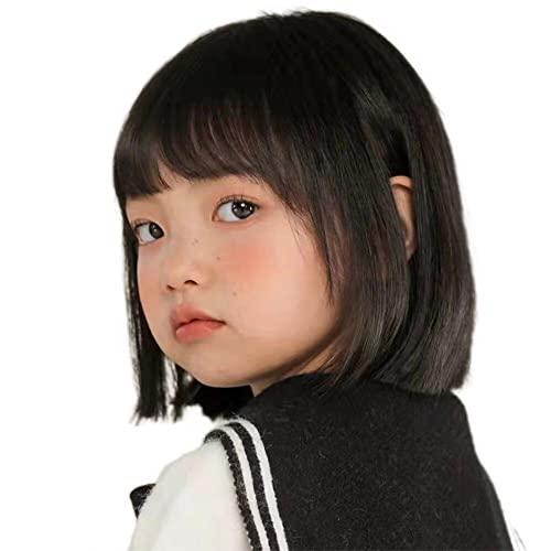 KIDSウイッグ キッズ向け ボブカツラ ガールズ 子供 オールフルウィッグ ストレート ぱっつん前...