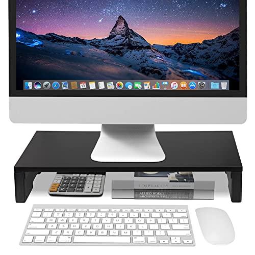 EAYHM モニター台 机上台 木製天板 モニタースタンド パソコンラック 卓上 PCキーボード収納...