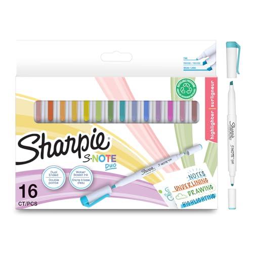Sharpie シャーピー 水性マーカー Sノート Duo 16本 セット 角芯 水性ペン 蛍光ペン