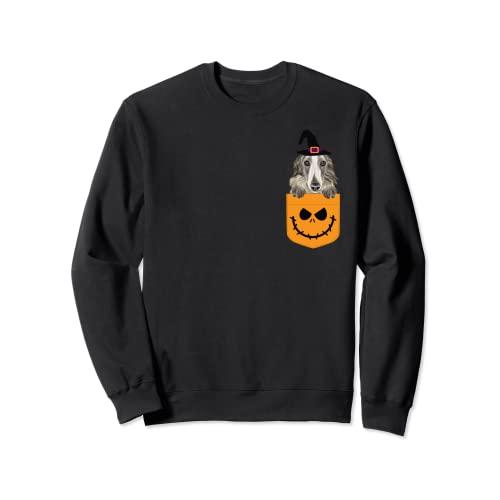 ハロウィン ポケットボルゾイ 怖いジャックOランタン トレーナー