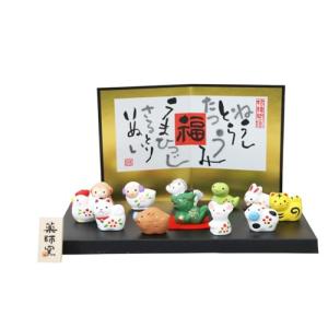 陶製置物 【萬古焼】 干支の置物 十二支揃い : 植木鉢 メダカ鉢 七輪の
