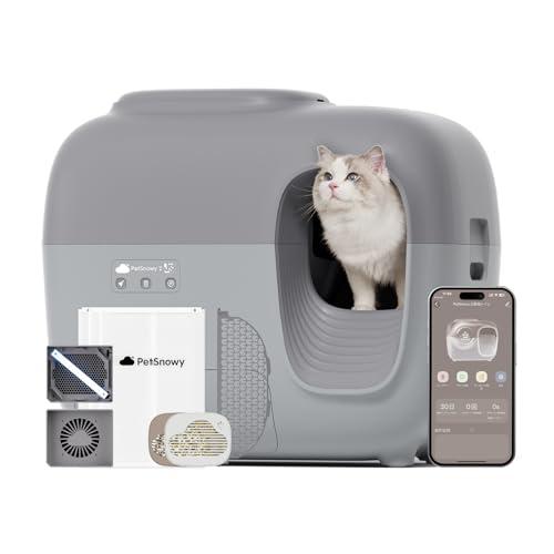 PetSnowy×JSFコラボレーション「臭いを徹底分解」猫 トイレ 自動光触媒TiO2三重消臭 猫...