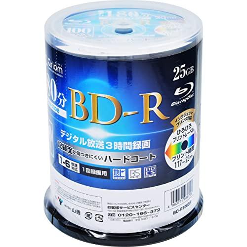 山善 キュリオム BD-R (1回録画用) (片面1層/1~6倍速/100枚スピンドル) 25GB ...
