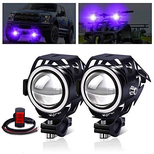 X-STYLE U7 バイク用 LED フォグランプ 4つモード切替 イカリング付き ヘッドライト ...