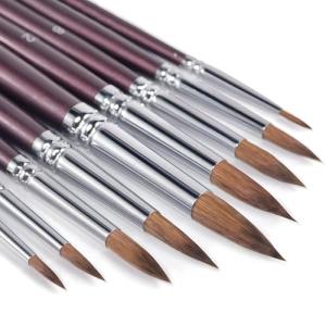 水彩画筆セット、絵の具 筆、絵筆セット、9本画筆、セーブル毛筆、アクリル絵の具、水彩画、アクリル画、ガッシュ、画材、プロフェッショナル・シリーズ