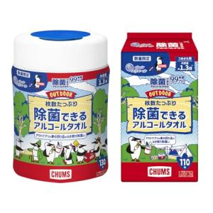 エリエール 枚数たっぷり除菌できるアルコールタオル OUTDOOR ウェットティッシュ 《チャムスデザイン》 本体 130枚+つめかえ 110枚