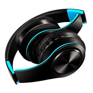 Bluetoothヘッドホン ワイヤレス ヘッドフォン 重低音 折りたたみ式 ケーブル着脱式マイク付き (青+黒)｜luana-shop01