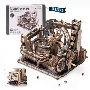 ROKR 立体パズル 電動マーブルラン 宇宙港 可動式モデル マルチ遊び方 メカニカル 木製 3D ウッドパズル 工作キット DIY クラフト