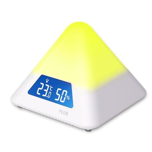 プラス 温度湿度計 乾燥対策 湿度計 温湿度LEDアラーム 色でお知らせ カラー通知 4段階警告 (...