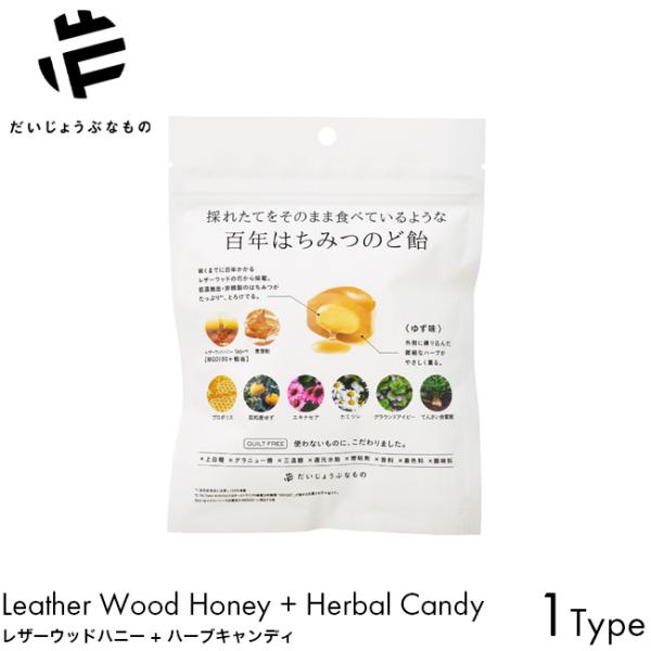 だいじょうぶなもの 百年はちみつのど飴 レザーウッド + ハーブキャンディ ゆず味 49g のど飴 ...