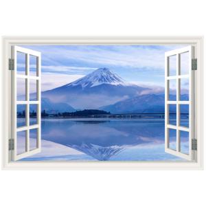 ウォールステッカー 窓枠 富士山 湖 日本製 MU3 壁紙 青 シール 自然 風景 景色 旅行 写真 ポスター 絵画