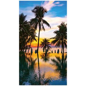 ウォールステッカー 南国 ビーチ 日本製 MU3 壁紙 ポスター シール ヤシ 椰子 夕焼け サンセット 夕暮れ 風景 景色 海 海岸 お風呂 浴室 DIY リフォーム