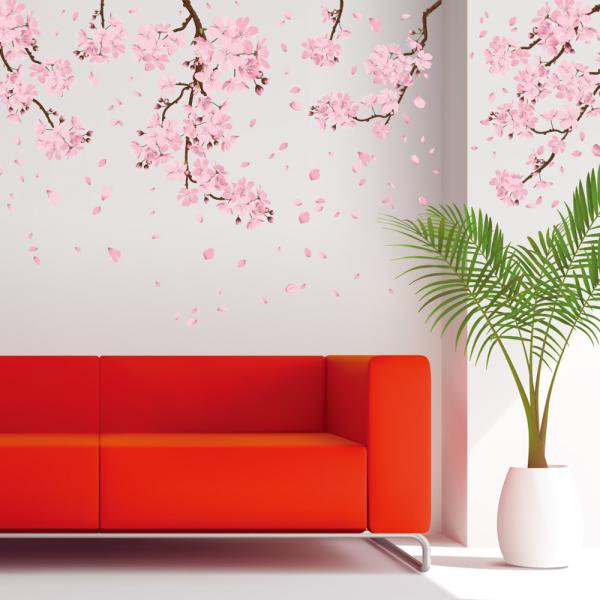 サクラ 桜 ウォールステッカー 日本製 BIG 桜吹雪 春 花びら さくら フラワー ピンク 壁紙 ...