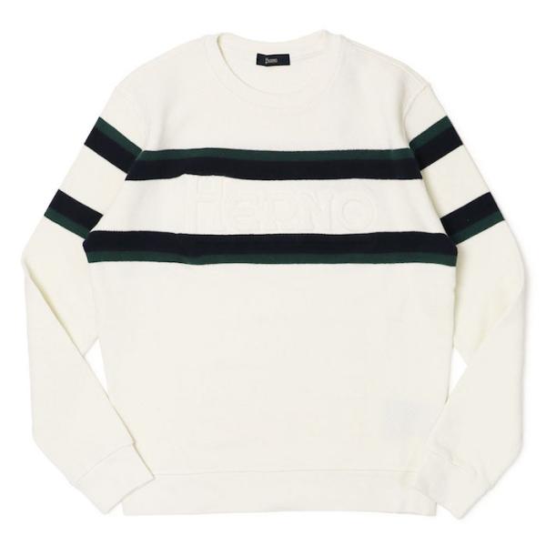 ヘルノ / HERNO / クルーネックトレーナー / コットンワッフルニット / ボーダー配色 /...