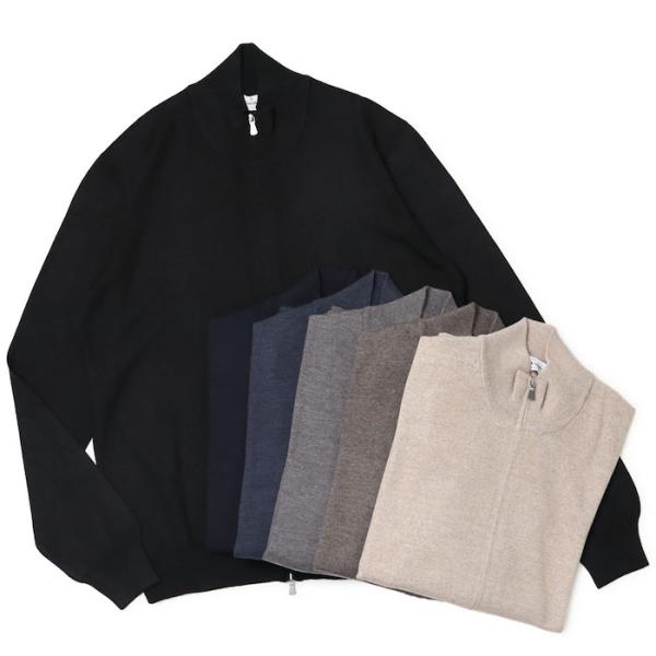 グランサッソ / GRANSASSO / ダブル ZIP スタンドカラー ニット ブルゾン / 12...