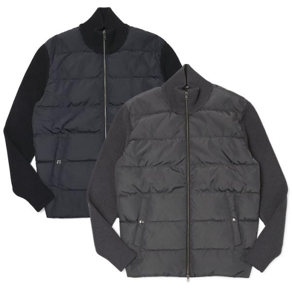 ●●再入荷●● ヘルノ / HERNO / ５ゲージウールニット × ダウン 切り替え ハイブリッド...