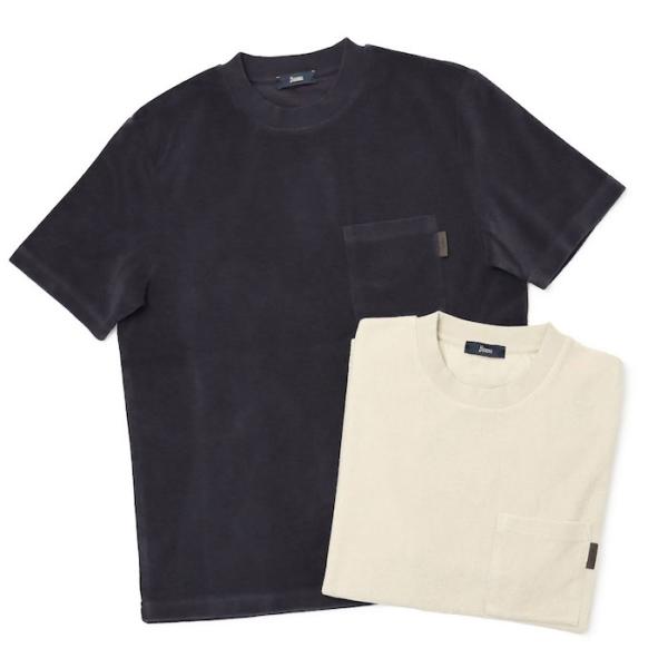 ヘルノ / HERNO / クルーネック 胸ポケットTシャツ / パイル生地 / 返品・交換不可