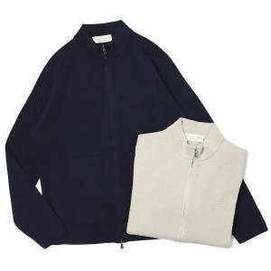 フィリッポ デ ローレンティス / FILIPPO DE LAURENTIIS / スタンドカラー ZIP UP ニットブルゾン / ライダース型 / コットン / ミラノリブ / 返品・交換可能｜luccicare