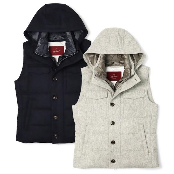 モンテコーレ / Montecore / ダウン ベスト / ウールフランネル / スタンドカラー ...