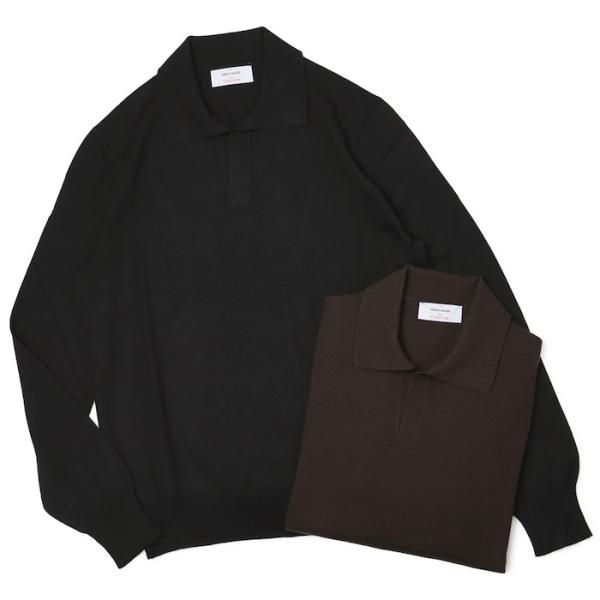 グランサッソ / GRANSASSO / 長袖 ロングスリーブ スキッパー ポロ ニット / アスレ...