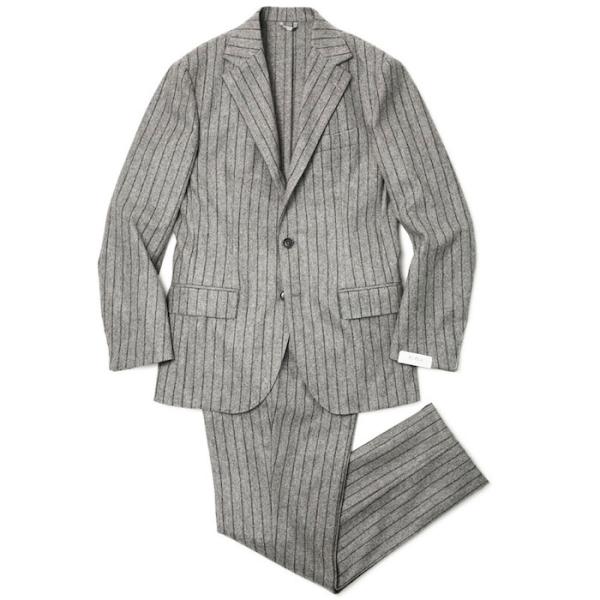 デ ペトリロ / De Petrillo / ワンプリーツ スーツ / ウール フラノ チョークスト...