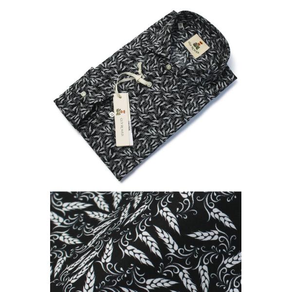 ギローバー / GUY ROVER / シャツ / セミワイドカラー コットン ウォッシュ リーフ柄...