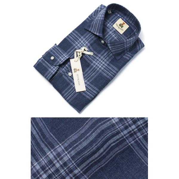 ギローバー / GUY ROVER / シャツ / セミワイドカラー / リネン ウォッシュ チェッ...