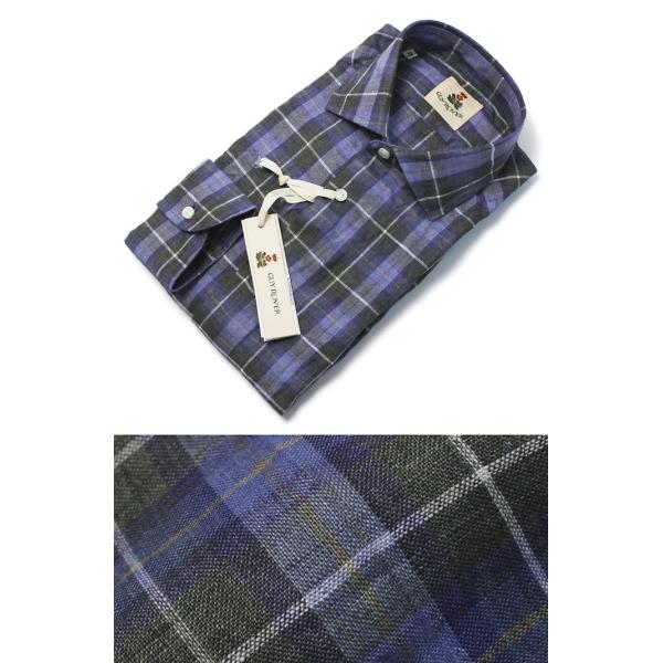 ギローバー / GUY ROVER / シャツ / セミワイドカラー / リネン ウォッシュ チェッ...