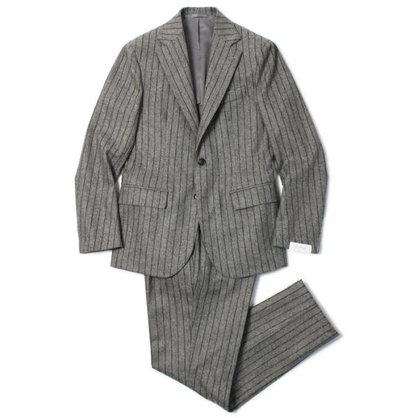 デ ペトリロ / De Petrillo / ワンプリーツ スーツ / ウール フラノ チョークスト...