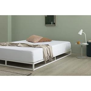 ZINUS メタル ベッドフレーム シングル Joseph Metal Platforma 6in ホワイト メタル 木製 すのこ 静音 ベッド下収納 耐