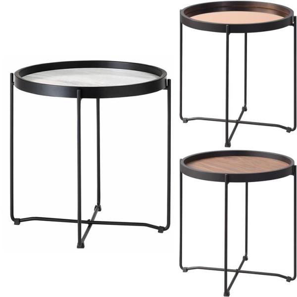 サイドテーブル テーブル/幅42 高さ43 ミラー 木目 ストーン