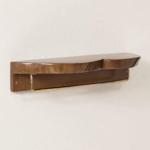 飾り棚/壁面アクセサリー 棚 タオル掛け/天然木 マホガニー/幅45