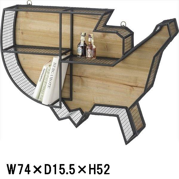 ウォールラック オープンラック シェルフ/陳列什器/４段 USA/幅74 奥行15.5 高さ52