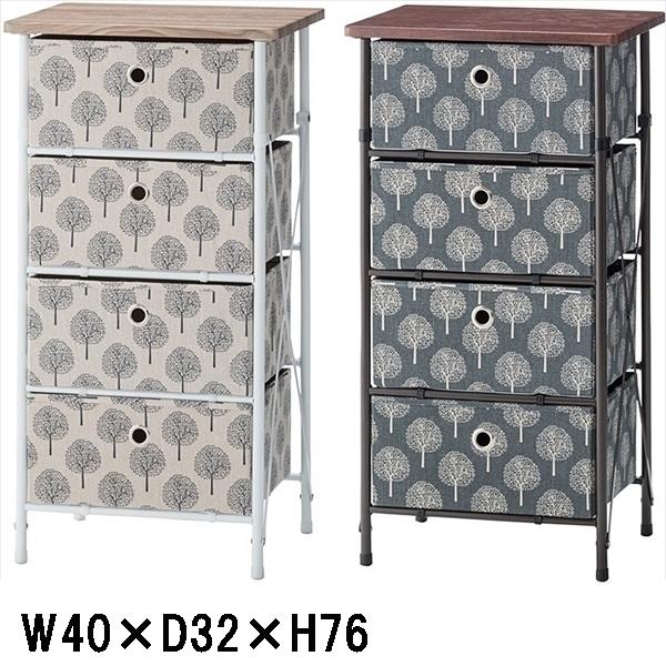 チェスト/布製 ボックス 引き出し 衣類収納/４段/幅40 奥行32 高さ76