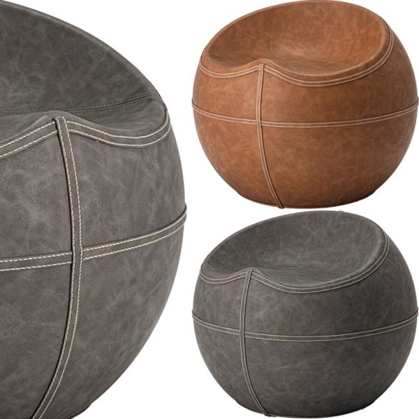 スツール 丸椅子/ボール形/ソフトレザー ヴィンテージ/幅58.5 座面高35