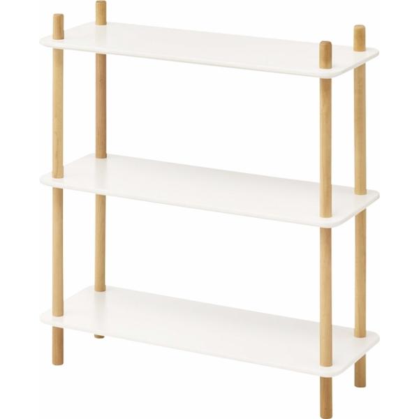 オープンラック シェルフ 飾り棚/ナチュラルカラー/3段 幅80 高さ85.5