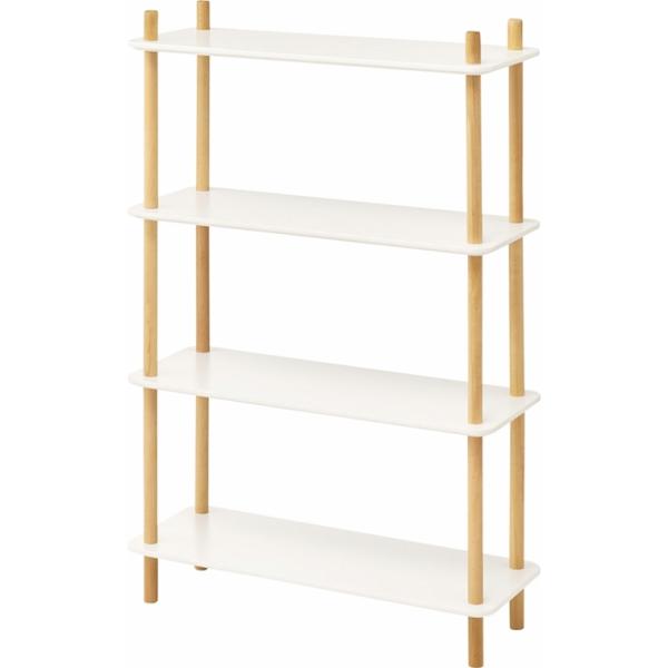 オープンラック シェルフ 飾り棚/ナチュラルカラー/4段 幅80 高さ120