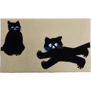 玄関マット ドアマット 屋内用/45×75cm/モダンデザイン/洗える/SOU SOU コラボ/ねこ...