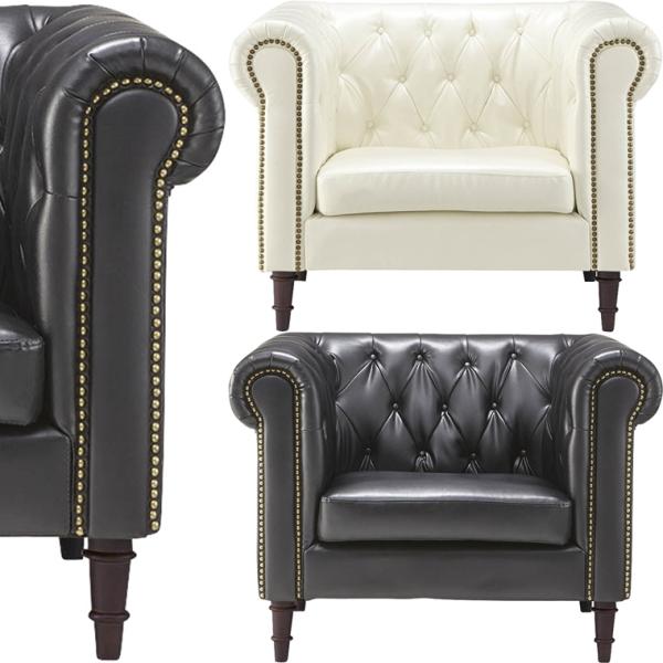 ソファー ソファ/一人掛け/アンティーク調 ヴィンテージ風 合皮/幅99 高さ76 座面高45.5