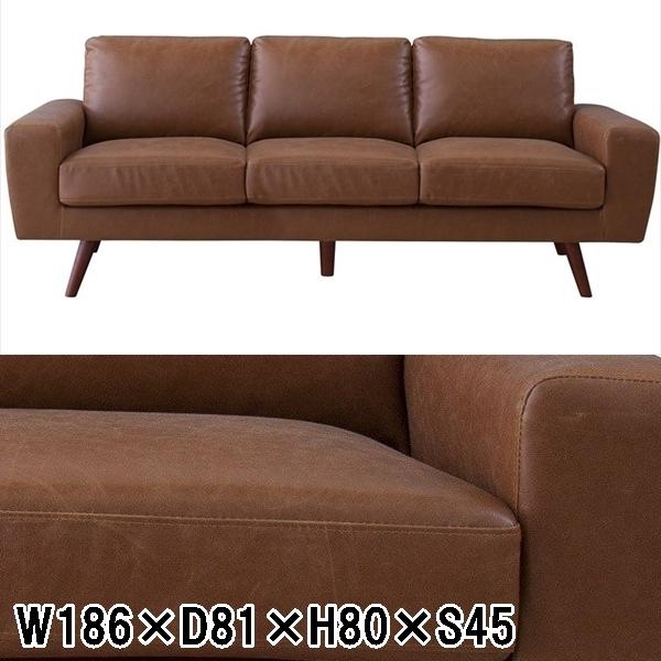 ソファー ソファ/三人掛け/アンティーク調/ポケットコイル/合皮/ロースタイル可/幅186 高さ80...