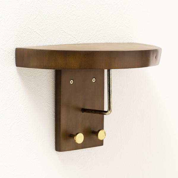 飾り棚/壁面アクセサリー 棚 タオル掛け/天然木 マホガニー/幅30